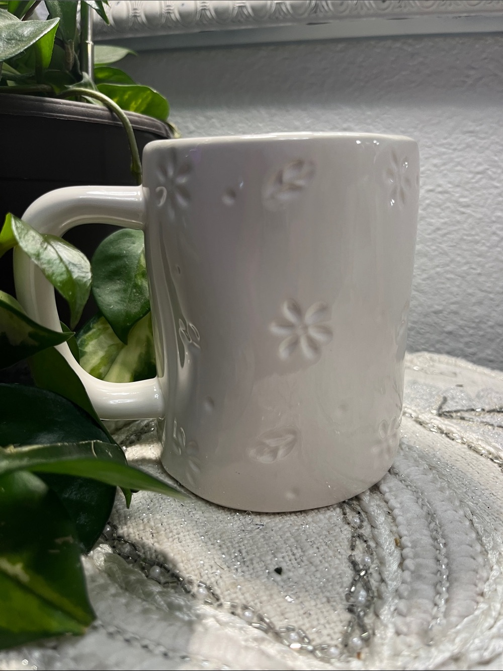 Rae Dunn Artisian Collection “Blessed” Embossed Floral Ceramic Coffee Mug - Picture 3 of 6